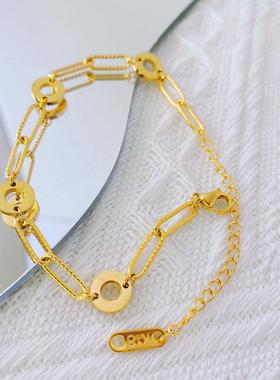 韩版简约环环相扣钛钢手链女小众