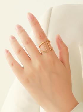 热销镂空设计几何对称开口戒指