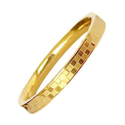戒指ring韩版磨砂方格纹18k金色
