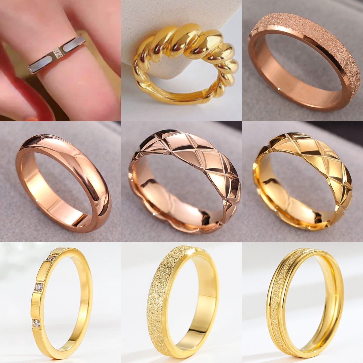 不掉色光面18k不锈钢戒指ring尾