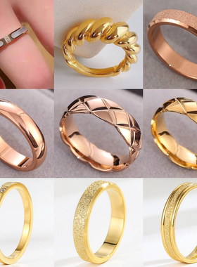 不掉色光面18k不锈钢戒指ring尾