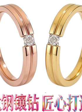 网红百搭精致配饰轻奢韩版锆石钛钢戒指女小众高级感情侣戒指ring