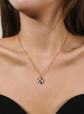 韩版简约金色手提包钛钢项链女