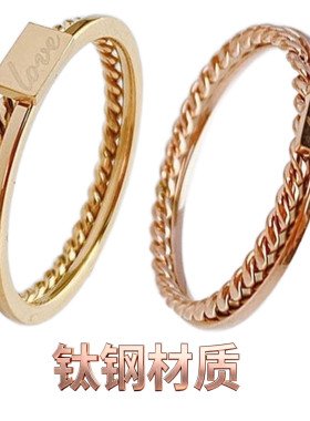 新款钛钢时尚戒指ring女戒女麻花