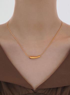 韩版简约冷淡风茄子钛钢项链女