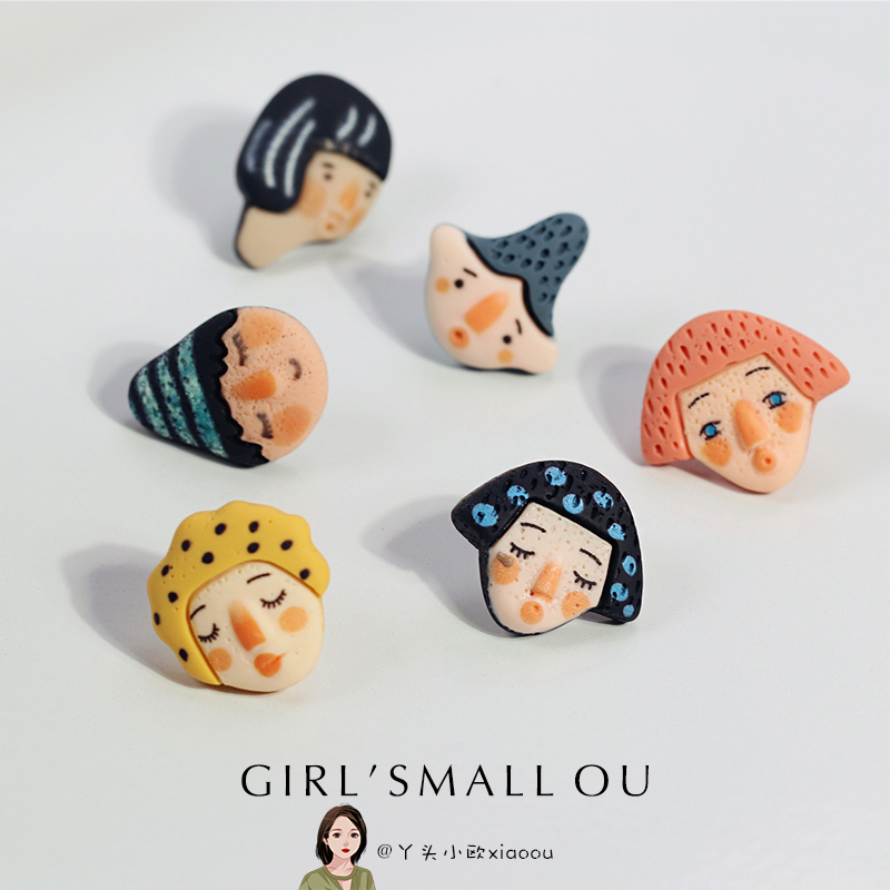 无痛复古卡通女孩蚊香盘耳夹