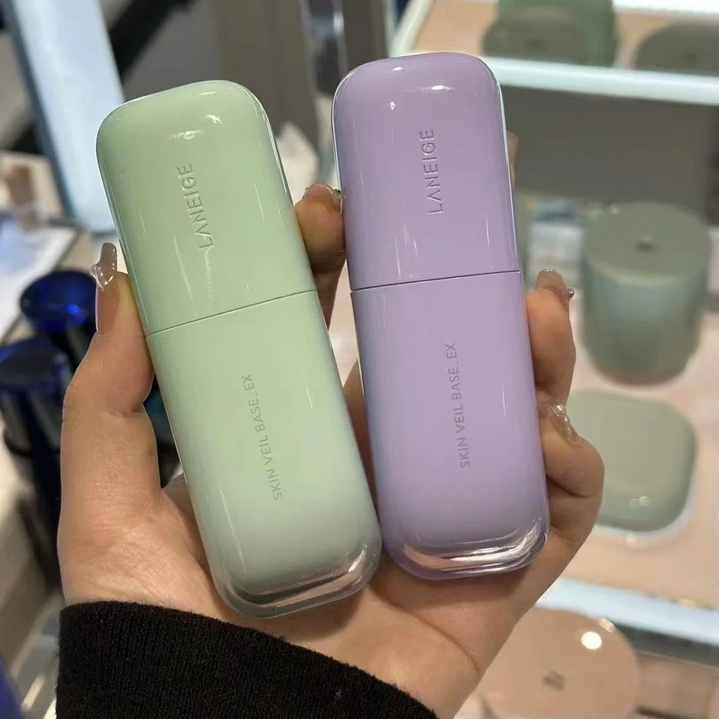 现货兰芝隔离霜丝柔裸妆妆前乳紫色绿色隔离防晒遮瑕三合一粉底液