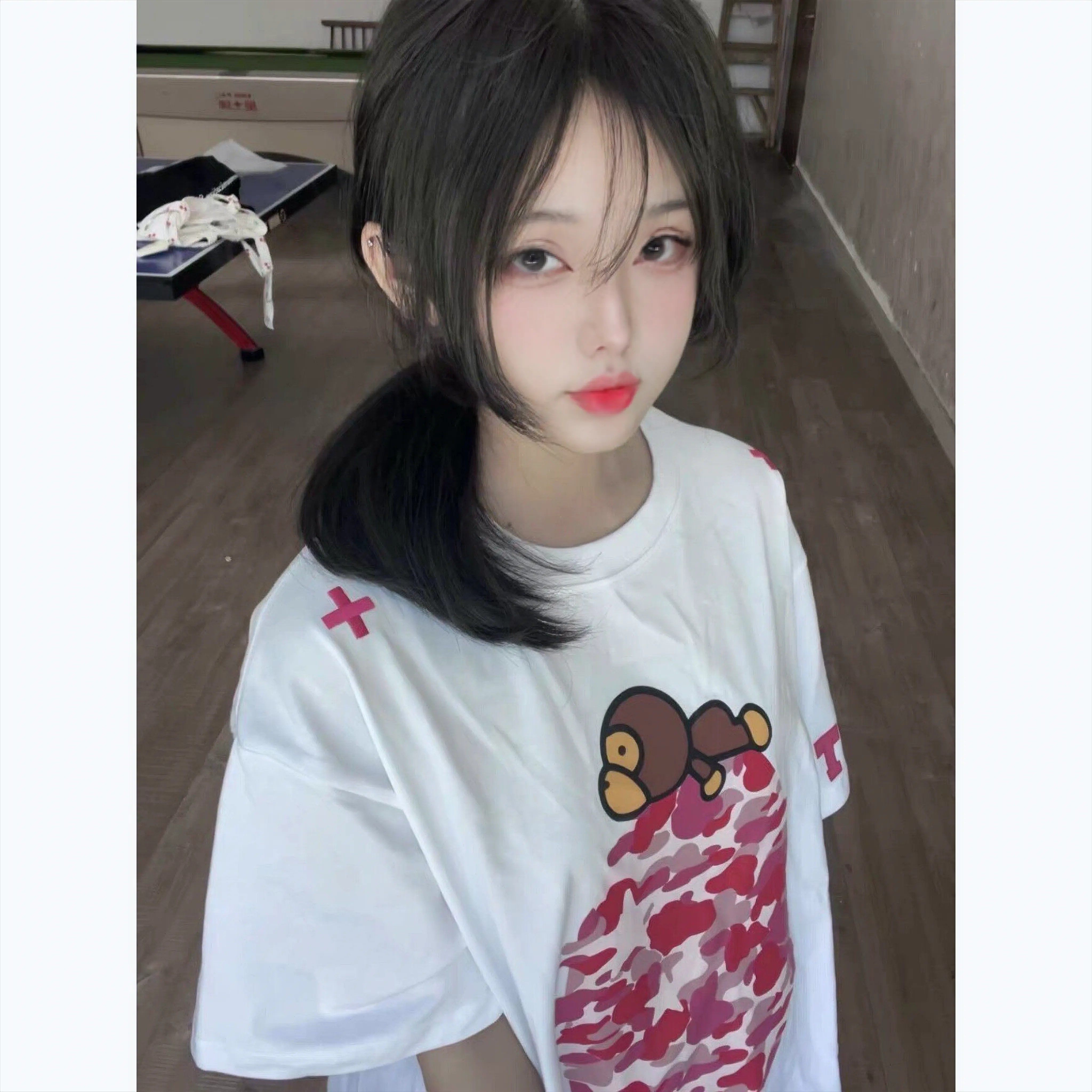 美式复古猴子迷彩纯棉短袖T恤