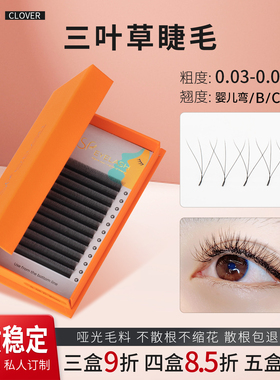 三叶草嫁接睫毛自然黑柔软YY睫毛0.05不散根混合装美睫店专用睫毛