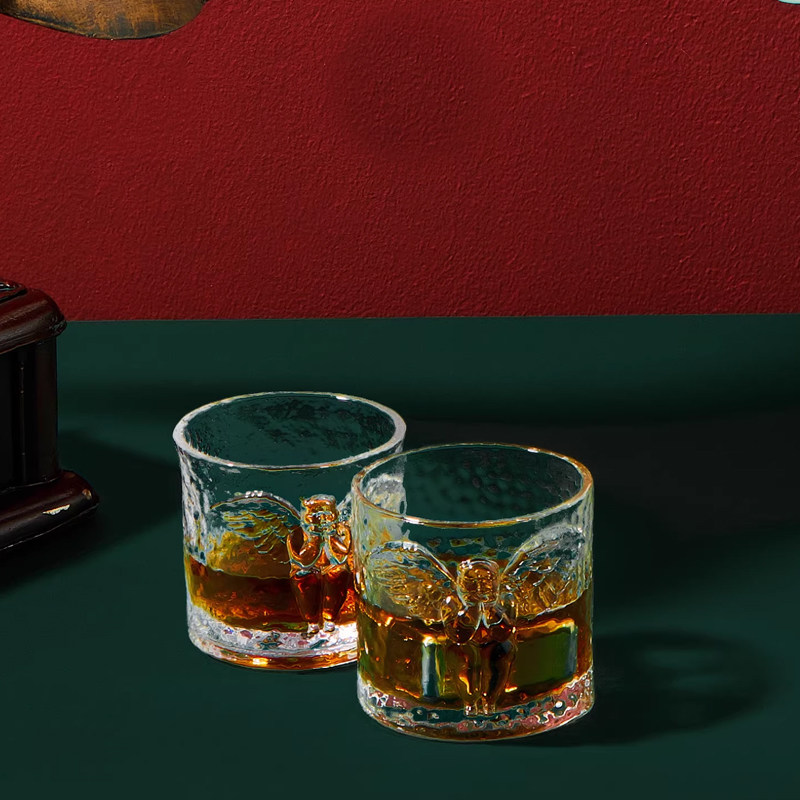 稀奇艺术玻璃杯男士威士忌杯天使浮雕whisky杯冷水杯