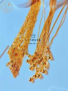 999足金精品5G工艺金豆豆肖邦调节链黄金项链锁骨链女士细链
