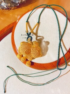 王小仙珠宝 999足金 手工古法金  宫廷花丝生肖系列小猪黄金吊坠