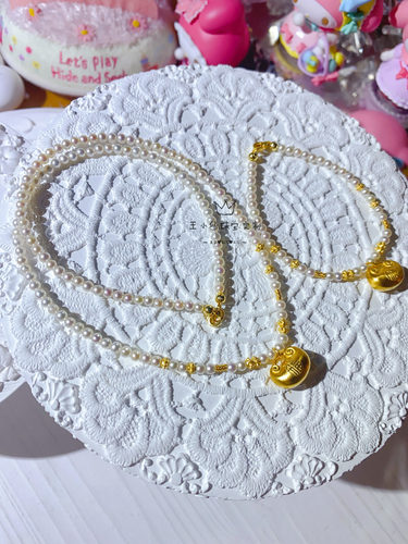 黄金福锁包天然珍珠项链王小仙