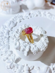 传承古法金王小仙碧玺貔貅戒指