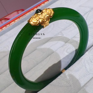 足金999传承古法金黄金花片手镯修复镂空花丝宝相花莫桑石镶嵌