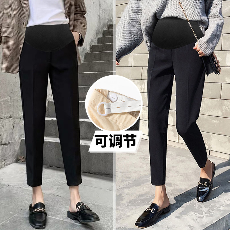 孕妇裤子春夏薄款九分西装裤直筒休闲托腹裤春装外穿宽松孕妇西裤