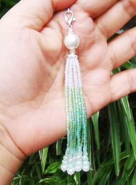 绿色水晶流苏穗子DIY汉服发簪项链古风璎珞配饰旗袍国风压襟挂饰