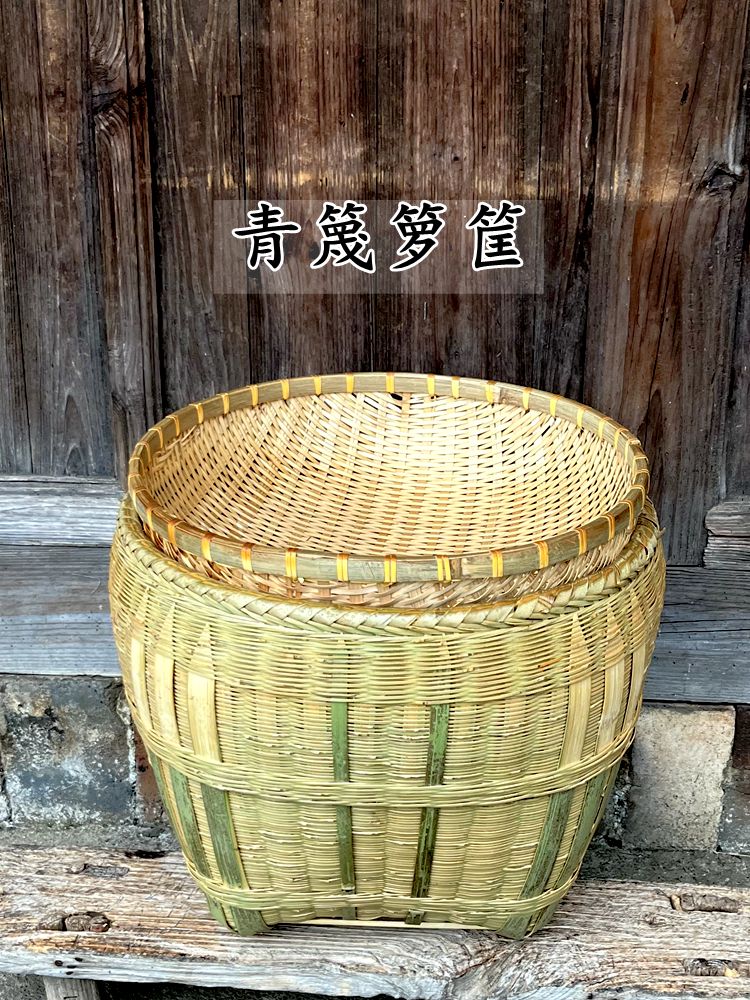 湘西纯手工竹编箩筐圆形竹筐竹匾配套收纳筐超市展架筐囍筐_虎窝淘
