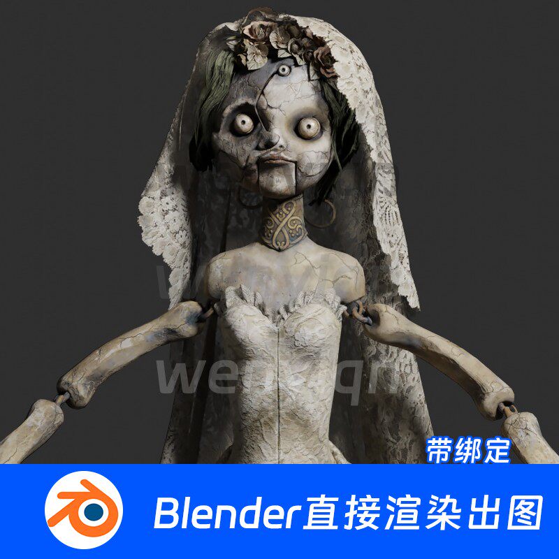 生化危机人偶师僵尸新娘丧尸鬼妖怪恐怖Blender模型667