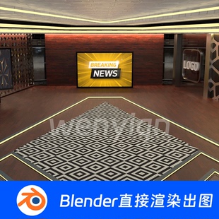电视舞台演播室访问访谈节目展厅展馆展台Blender场景模型1872