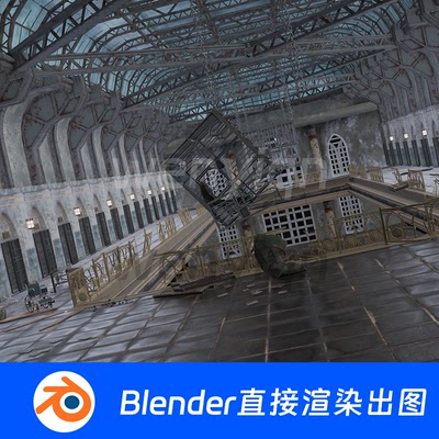 牢房监狱老旧密室走廊地牢废弃医院Blender场景模型1440