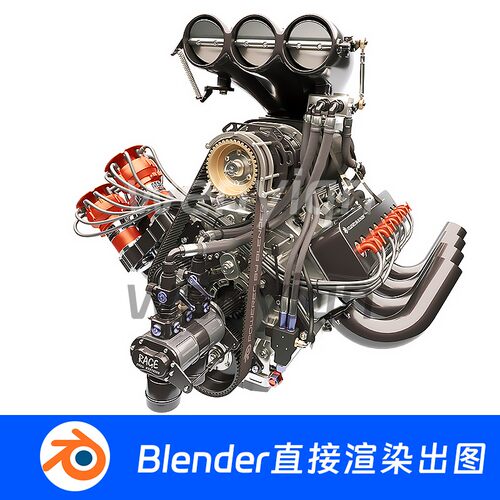 机械发动机机引擎甲Blender模型1111