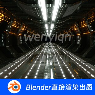 Blender科幻通道隧道宇宙空间站飞船内部模型734