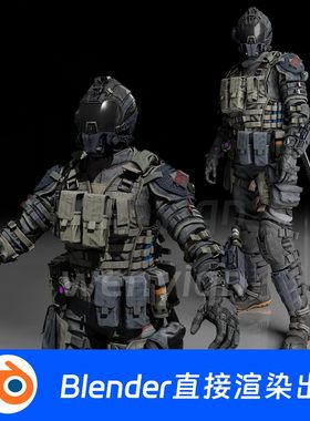 军人军事战士兵人士兵OBJ迷彩服头盔Blender模型695
