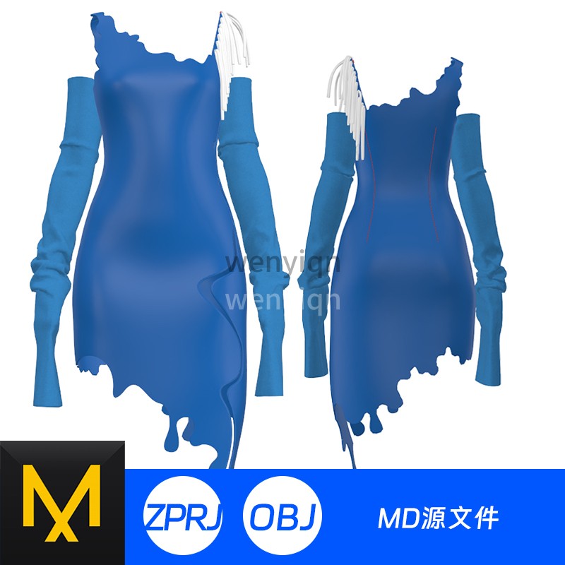 Clo3D模型建模源文件衣服MD服装裙子连衣裙晚礼服420