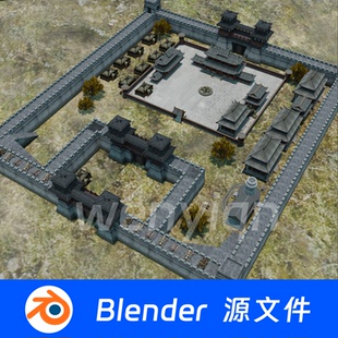 城池古建筑中国古代城镇城楼宫殿牌坊城门Blender场景模型2358