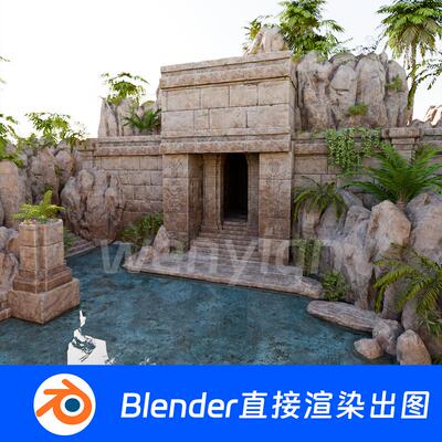 欧洲罗马建筑墙走廊过道Blender场景模型1535