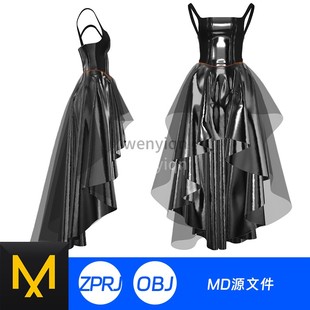 Clo3D模型建模源文件衣服MD服装裙子连衣裙晚礼服406