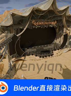 Blender沙漠汽车复古破旧舞台音乐演唱会麦克斯科切拉赛博1584
