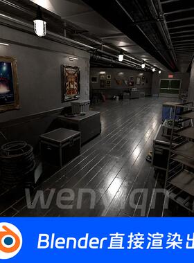 画廊后台工作室演艺表演乐器艺术工作室影棚Blender场景模型1639