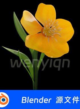 花朵花瓣花蕊花丝水仙花叶子黄色植物Blender场景模型2199
