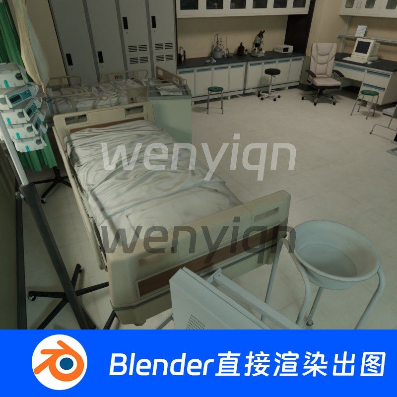 医院病房病床康复室输液室研究室实验室手术Blender模型795