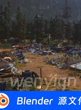 森林垃圾袋垃圾堆世界末日废墟Blender场景模型2407
