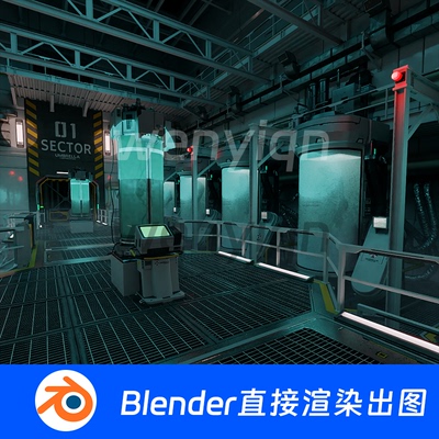 科幻玻璃容器休眠舱太空舱医疗实验室冷冻舱Blender场景模型1345