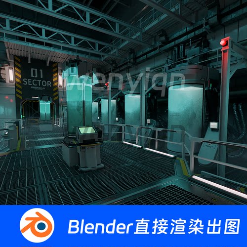 科幻玻璃容器休眠舱太空舱医疗实验室冷冻舱Blender场景模型1345