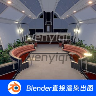 宴会厅大堂会议室复古Blender场景模型1279