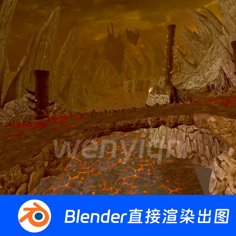 地狱之门奈何桥恐怖万圣节Blender场景模型1582