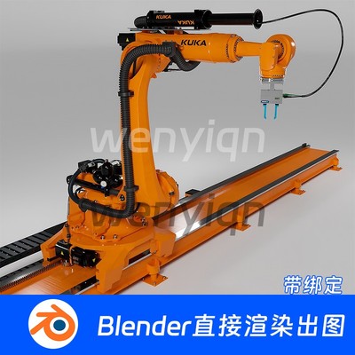 工业机械臂工厂流水线机器人生产操作手臂Blender模型1041