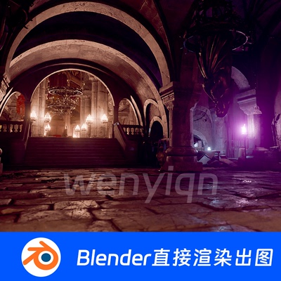 门洞地牢万圣节昏暗废弃城堡牢房城堡Blender场景模型1670