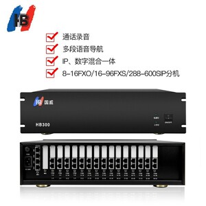 国威HB300VOIP网络程控电话交换机IP语音交换机8-16进16-96出288S