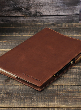 复古疯马皮真皮手账B5笔记本牛皮套记事日记本旅行日志商务带笔槽