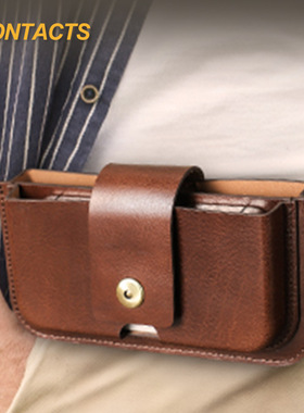 意大利树羔植鞣牛皮质手工制作定型手机搭扣6.9寸真皮手机腰间包