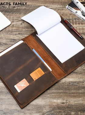 牛皮真皮质b5笔记本保护套钢笔槽平板10.5/11寸收纳袋记事本书皮