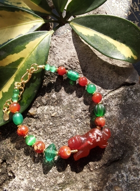 东南亚骠系小老虎 pyu 珠老玛瑙老琉璃多宝古珠手串手链