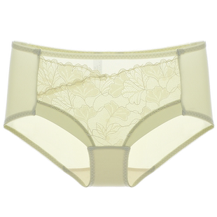 依曼丽夏季薄款内裤女蚕丝蛋白中高腰收腹性感蕾丝无痕网纱三角裤