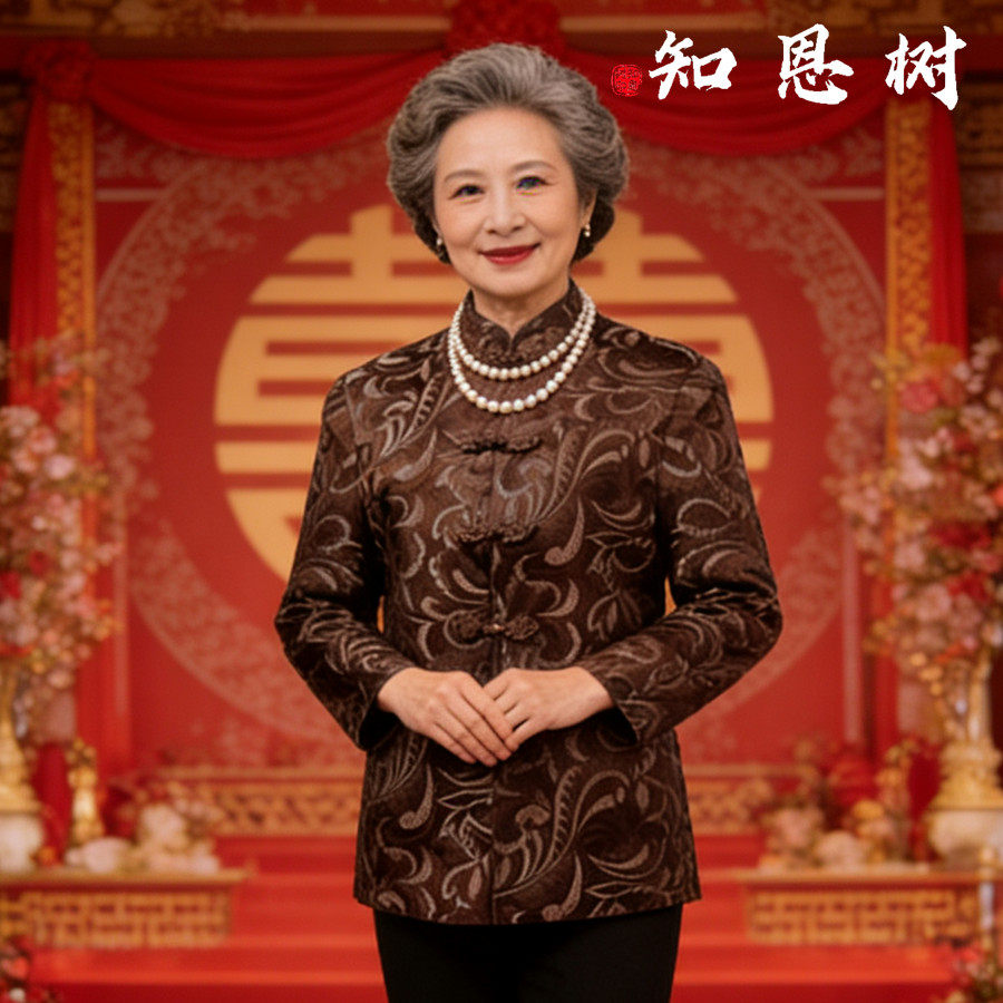 妈妈真丝唐装棉袄女士桑蚕丝上衣棉服老年人中式女装棉衣中年外套